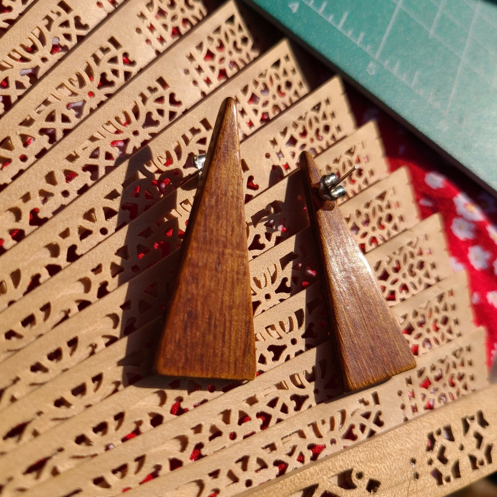 Vintage Brown Wooden Earrings
